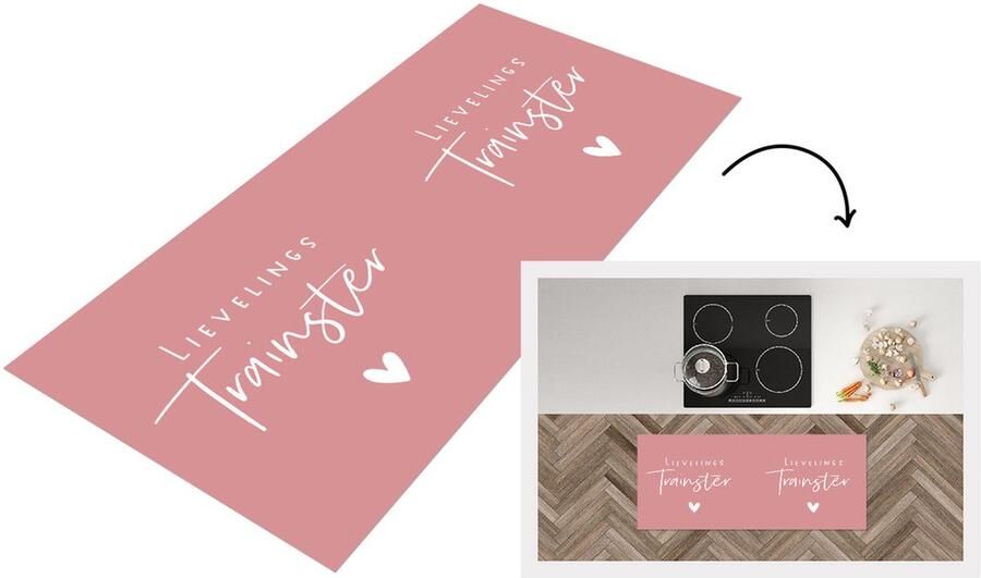 KitchenYeah Keukenloper Loper keuken Trainster Hartje Quotes 120x50 cm Keukenloper vinyl