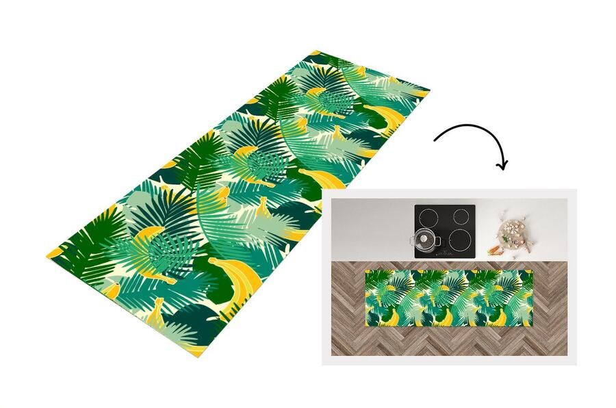 KitchenYeah Keukenloper Loper keuken Tropisch Bladeren Jungle Patronen 150x50 cm Keukenloper vinyl