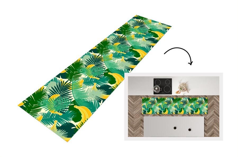 KitchenYeah Keukenloper Loper keuken Tropisch Bladeren Jungle Patronen 200x50 cm Keukenloper vinyl