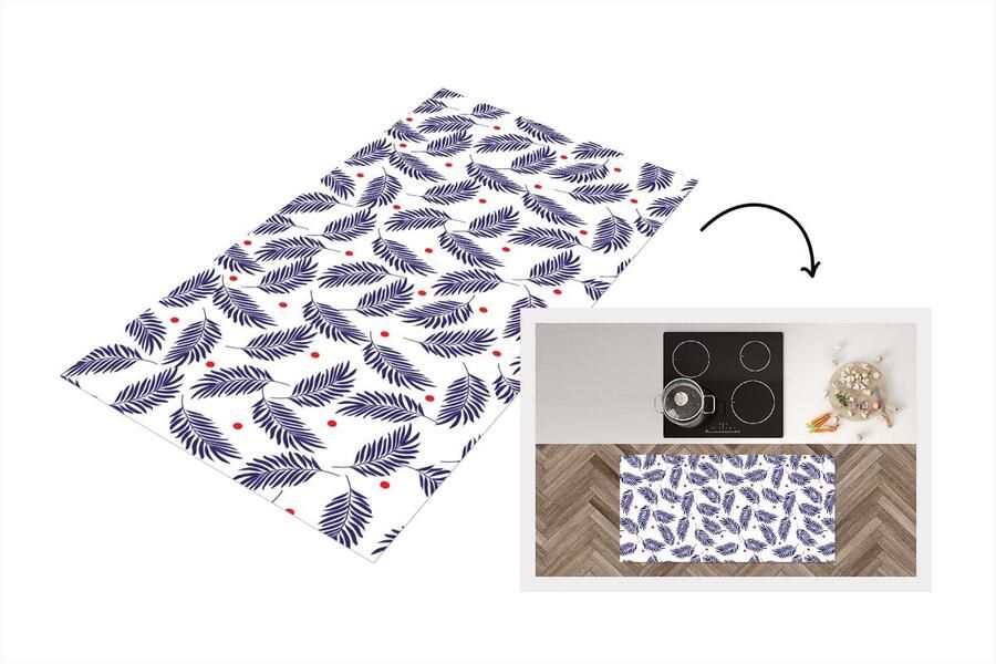 KitchenYeah Keukenloper Loper keuken Tropisch Bladeren Patronen Stippen 120x60 cm Keukenloper vinyl