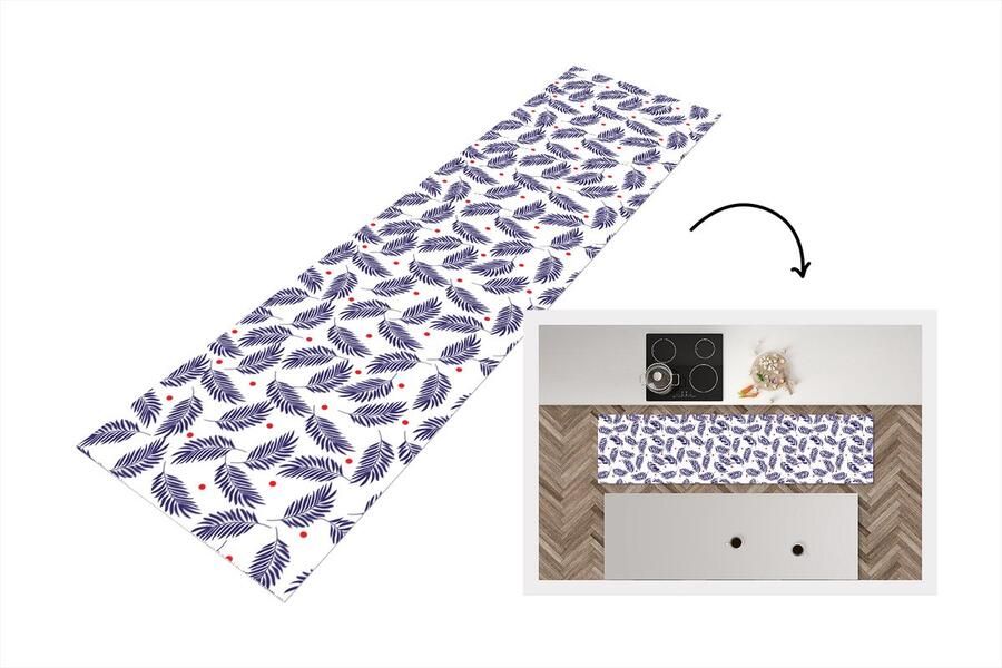 KitchenYeah Keukenloper Loper keuken Tropisch Bladeren Patronen Stippen 200x50 cm Keukenloper vinyl