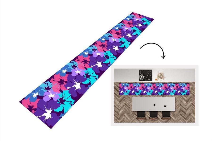 KitchenYeah Keukenloper Keukenmat Tropisch Bloemen Hawaii Patroon 360x60 cm Keuken vloerkleed