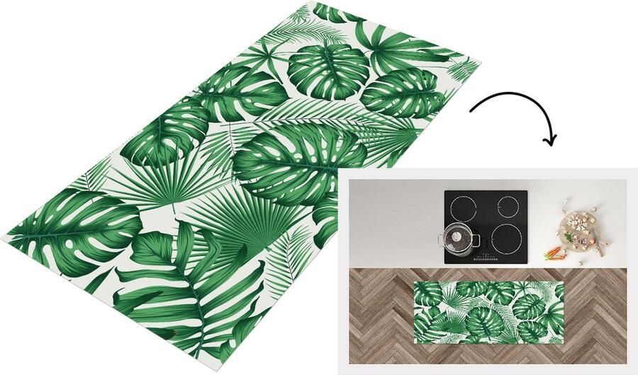 KitchenYeah Keukenloper Loper keuken Tropisch Jungle Bladeren 120x50 cm Keukenloper vinyl