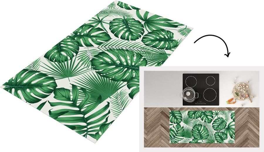 KitchenYeah Keukenloper Loper keuken Tropisch Jungle Bladeren 120x60 cm Keukenloper vinyl