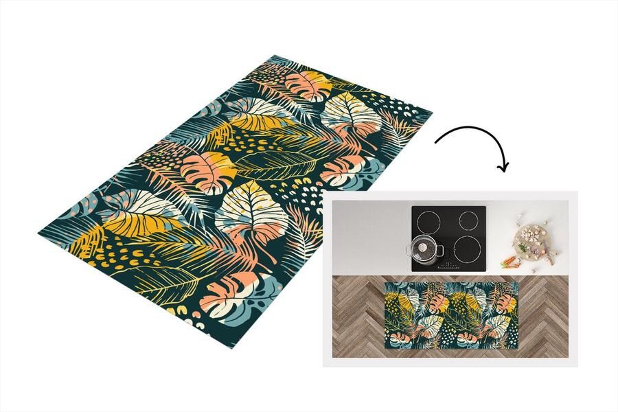 KitchenYeah Keukenloper Loper keuken Tropische bladeren Zomer Patronen 120x60 cm Keukenloper vinyl