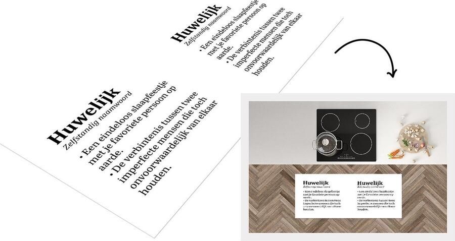 KitchenYeah Keukenloper Loper keuken Trouwen 'Huwelijk' Spreuken Quotes 120x50 cm Keukenloper vinyl