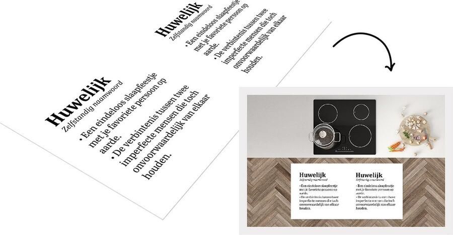 KitchenYeah Keukenloper Loper keuken Trouwen 'Huwelijk' Spreuken Quotes 120x60 cm Keukenloper vinyl