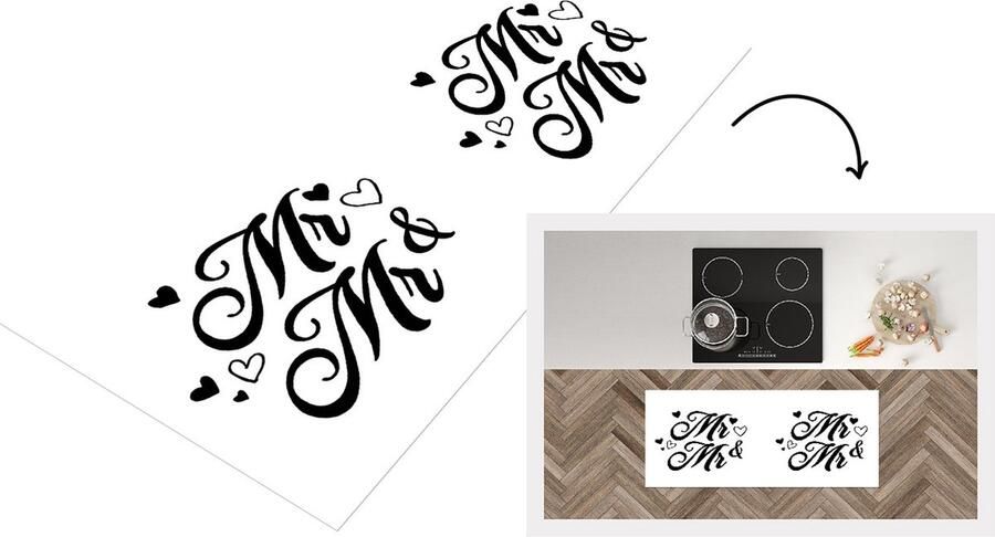 KitchenYeah Keukenloper Loper keuken Trouwen 'Mr & Mr' Spreuken Quotes 120x50 cm Keukenloper vinyl
