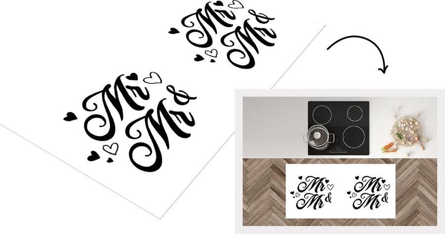 KitchenYeah Keukenloper Loper keuken Trouwen 'Mr & Mr' Spreuken Quotes 120x60 cm Keukenloper vinyl