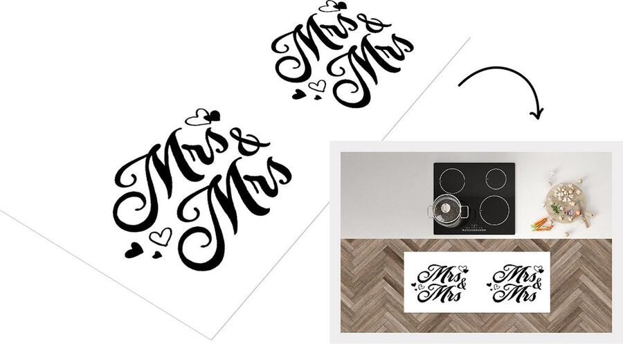 KitchenYeah Keukenloper Loper keuken Trouwen 'Mrs & Mrs' Quotes Spreuken 120x50 cm Keukenloper vinyl