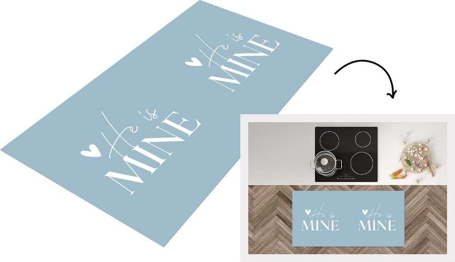 KitchenYeah Keukenloper Loper keuken Trouwen Spreuken 'He is mine' Quotes 120x60 cm Keukenloper vinyl