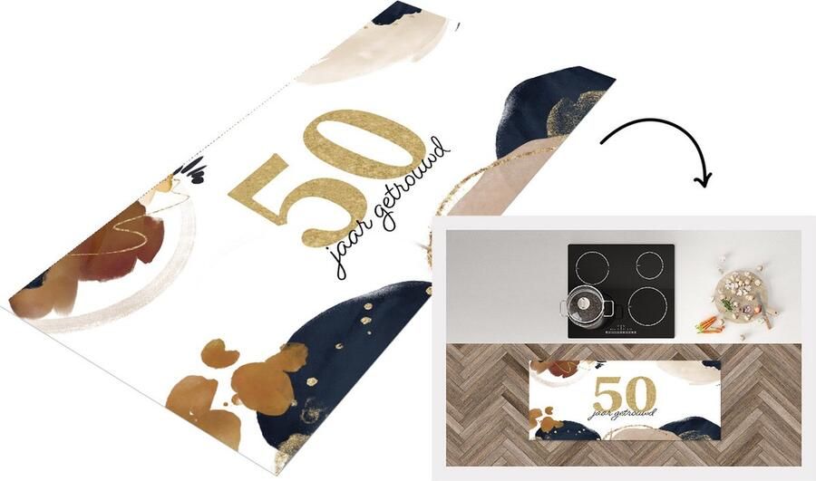KitchenYeah Keukenloper Loper keuken Trouwen Spreuken Quotes Goud 50 jaar getrouwd 120x50 cm Keukenloper vinyl