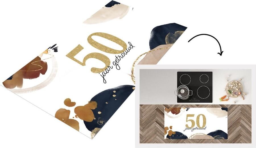 KitchenYeah Keukenloper Loper keuken Trouwen Spreuken Quotes Goud 50 jaar getrouwd 120x60 cm Keukenloper vinyl