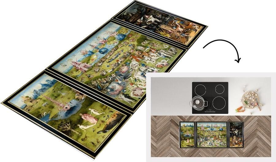 KitchenYeah Keukenloper Loper keuken Tuin der lusten schilderij van Jheronimus Bosch 120x50 cm Keukenloper vinyl