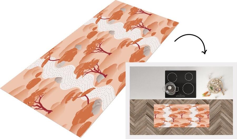 KitchenYeah Keukenloper Loper keuken Tuin Japan Patroon Azië 120x50 cm Keukenloper vinyl