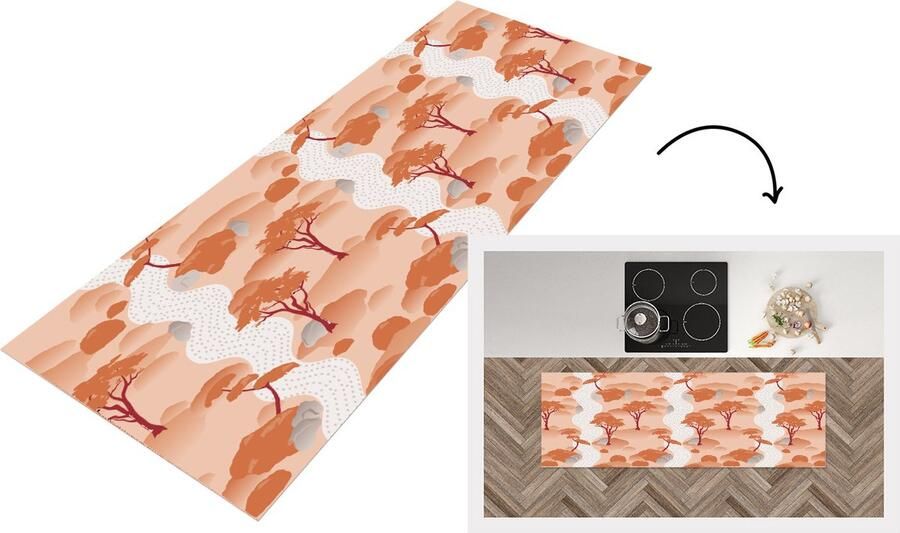 KitchenYeah Keukenloper Loper keuken Tuin Japan Patroon Azië 180x60 cm Keukenloper vinyl