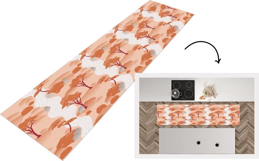 KitchenYeah Keukenloper Loper keuken Tuin Japan Patroon Azië 200x50 cm Keukenloper vinyl