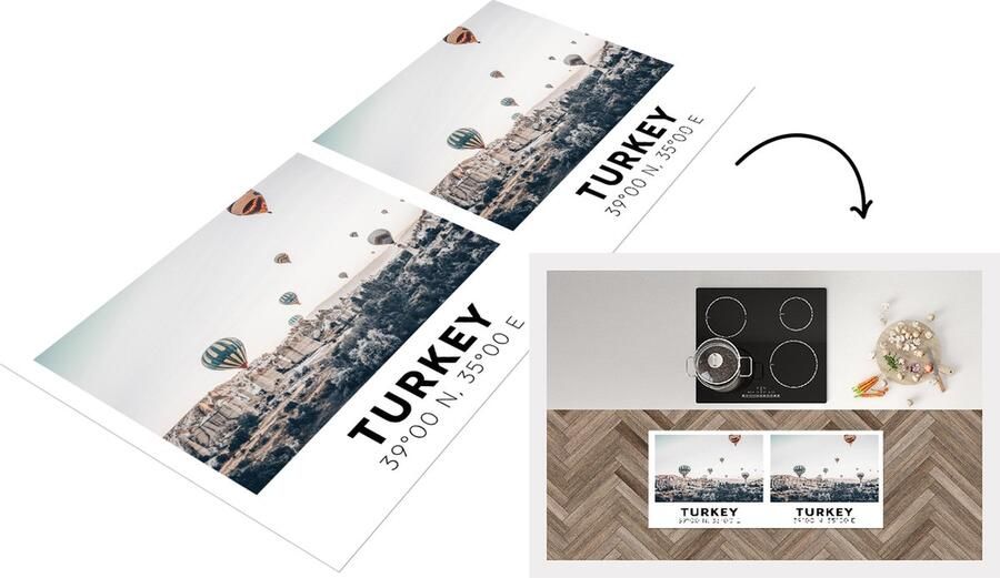 KitchenYeah Keukenloper Loper keuken Turkije Cappadocië Luchtballon 120x50 cm Keukenloper vinyl