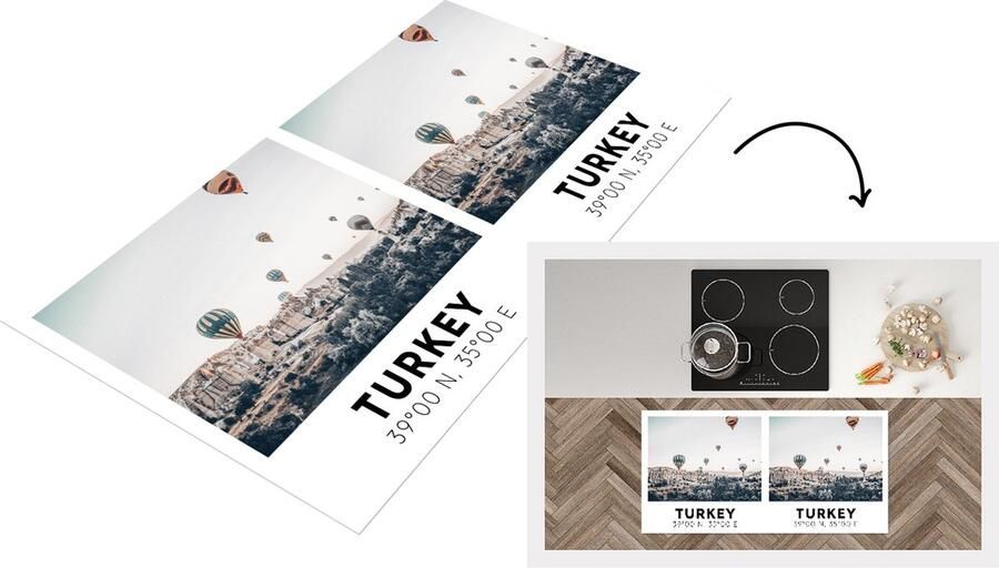 KitchenYeah Keukenloper Loper keuken Turkije Cappadocië Luchtballon 120x60 cm Keukenloper vinyl