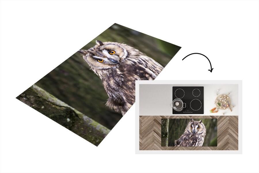 KitchenYeah Keukenloper Loper keuken Uil Close up Boom 120x60 cm Keukenloper vinyl