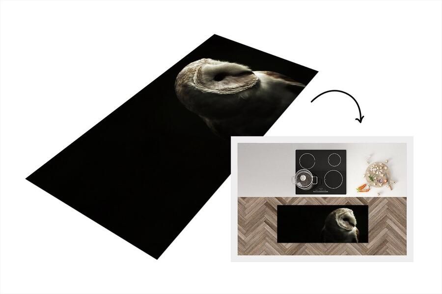 KitchenYeah Keukenloper Loper keuken Uil Vogel Portret 120x50 cm Keukenloper vinyl