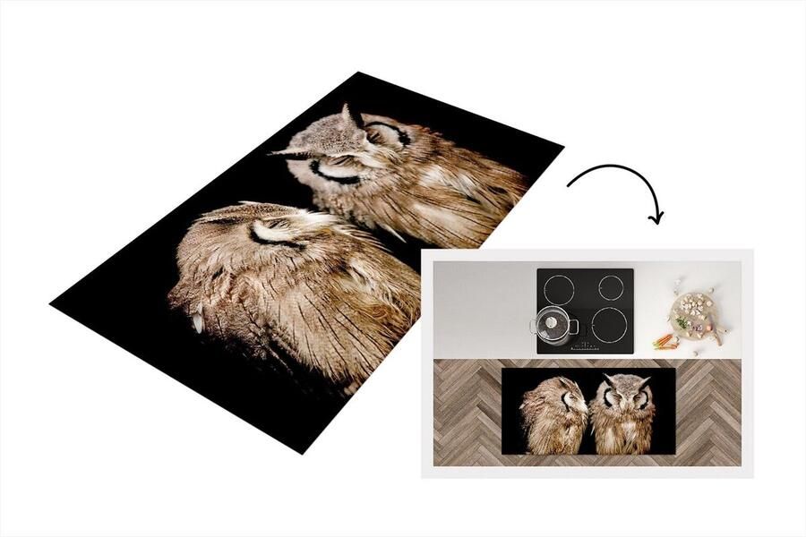 KitchenYeah Keukenloper Loper keuken Uil Vogel Zwart 120x60 cm Keukenloper vinyl
