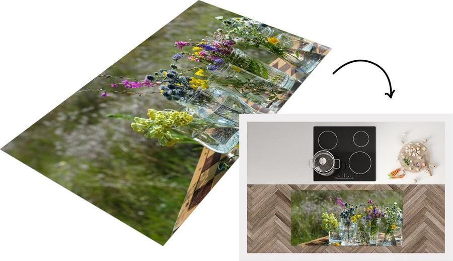 KitchenYeah Keukenloper Loper keuken Vaas Bloemen Kleuren 120x60 cm Keukenloper vinyl