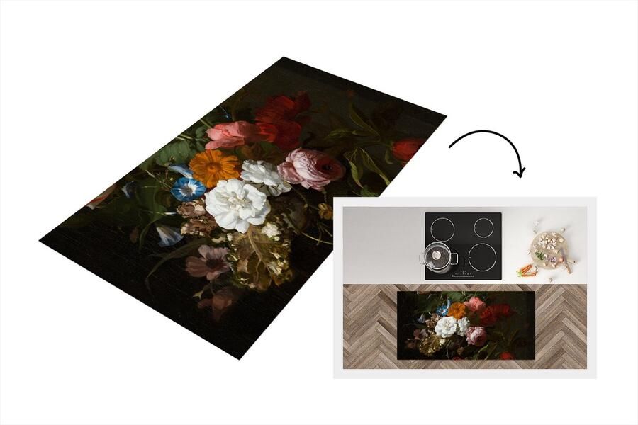 KitchenYeah Keukenloper Loper keuken Vaas met bloemen Schilderij van Rachel Ruysch 120x60 cm Keukenloper vinyl