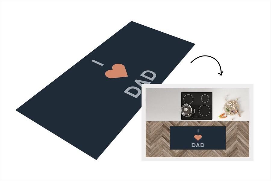 KitchenYeah Keukenloper Loper keuken Vader cadeautje Vaderdag Quote I love dad Spreuken 120x50 cm Keukenloper vinyl