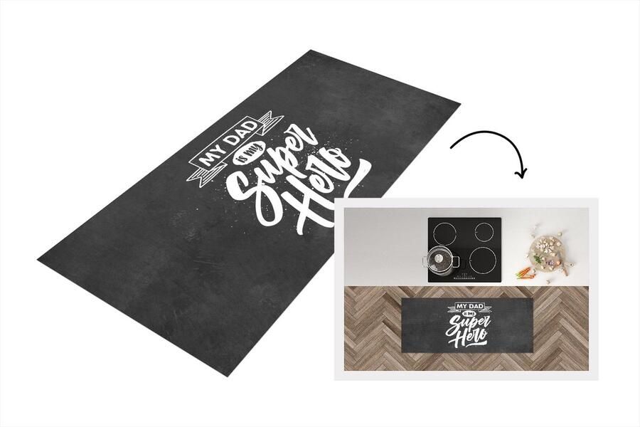 KitchenYeah Keukenloper Loper keuken Vaderdag Cadeau man Quote My dad is my superhero Spreuken 120x50 cm Keukenloper vinyl