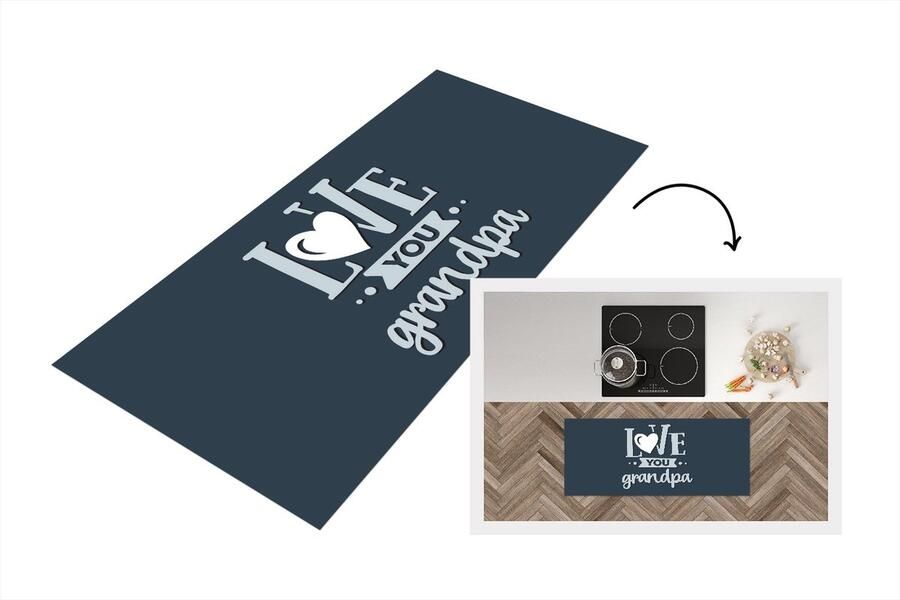 KitchenYeah Keukenloper Loper keuken Vaderdag kados Opa Quote Love you grandpa Spreuken 120x50 cm Keukenloper vinyl