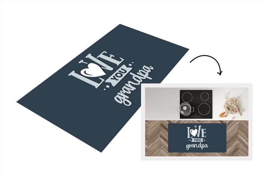 KitchenYeah Keukenloper Loper keuken Vaderdag kados Opa Quote Love you grandpa Spreuken 120x60 cm Keukenloper vinyl