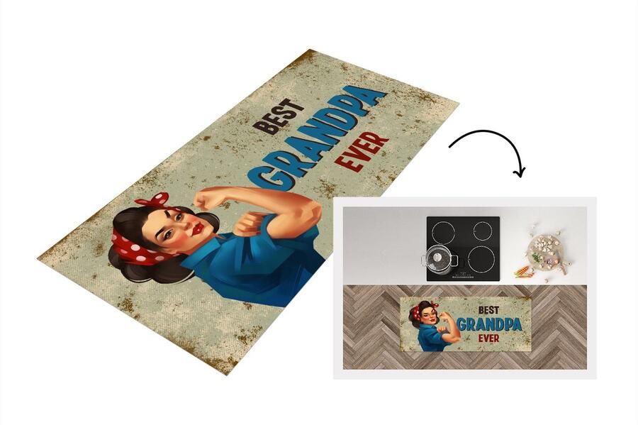 KitchenYeah Keukenloper Loper keuken Vaderdag Opa cadeau Quote Best grandpa ever Spreuken 120x50 cm Keukenloper vinyl