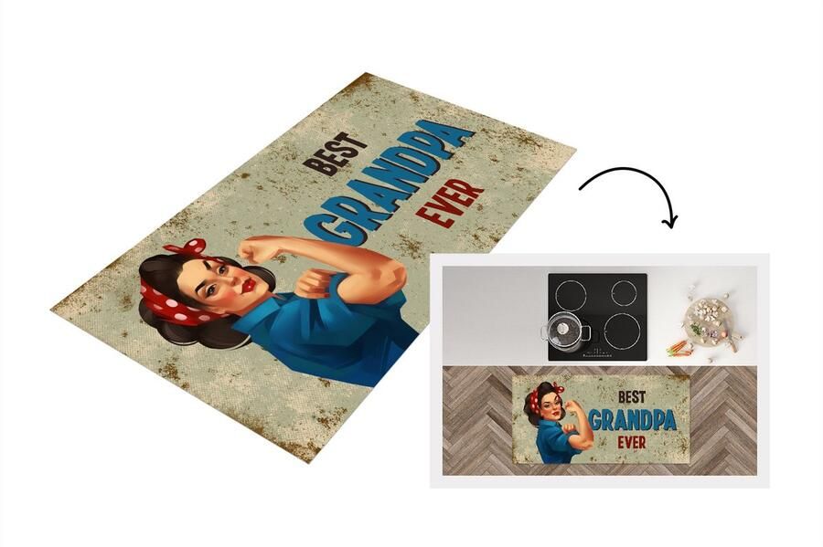 KitchenYeah Keukenloper Loper keuken Vaderdag Opa cadeau Quote Best grandpa ever Spreuken 120x60 cm Keukenloper vinyl