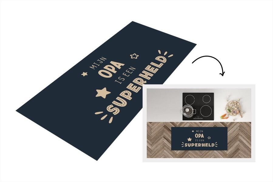 KitchenYeah Keukenloper Loper keuken Vaderdag Opa cadeau Quote Mijn opa is een superheld Spreuken 120x50 cm Keukenloper vinyl