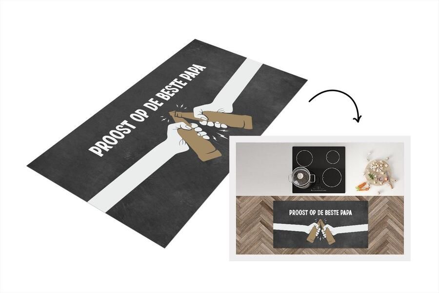 KitchenYeah Keukenloper Loper keuken Vaderdag pakket Papa Quote Proost op de beste papa Spreuken 120x60 cm Keukenloper vinyl