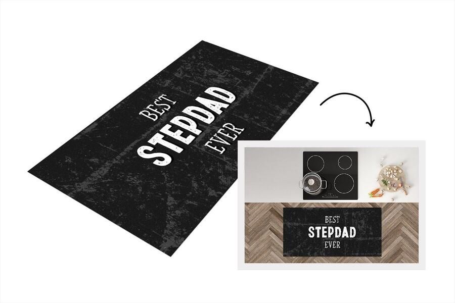 KitchenYeah Keukenloper Loper keuken Vaderdag Stiefvader Quote Beste stiefvader ooit Spreuken 120x60 cm Keukenloper vinyl