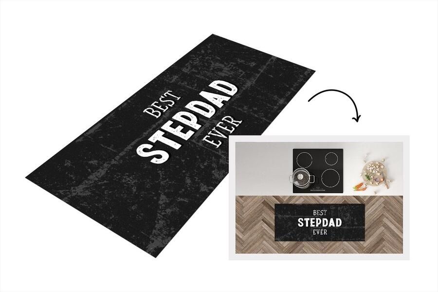 KitchenYeah Keukenloper Loper keuken Vaderdag Stiefvader Quote Beste stiefvader ooit Spreuken 120x50 cm Keukenloper vinyl