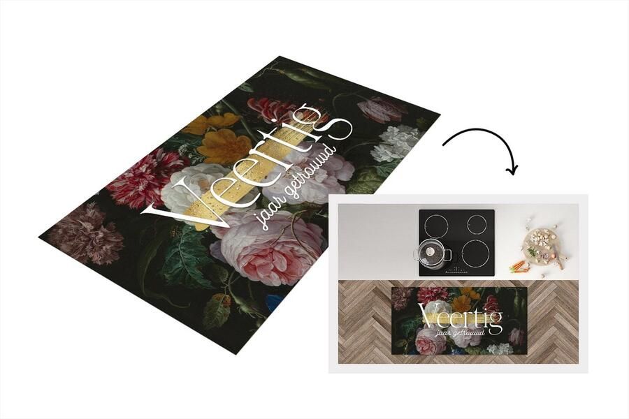 KitchenYeah Keukenloper Loper keuken Veertig jaar getrouwd Spreuken Jubileum Huwelijk Quotes 120x60 cm Keukenloper vinyl