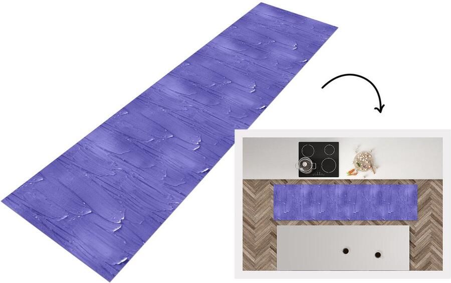 KitchenYeah Keukenloper Loper keuken Verf Patroon Paars 200x50 cm Keukenloper vinyl