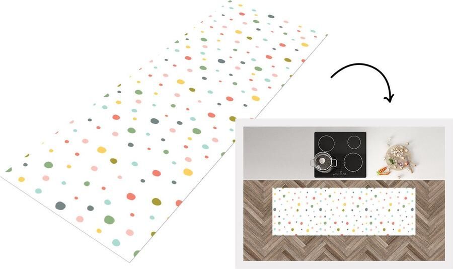 KitchenYeah Keukenloper Loper keuken Verf Patroon Stippen 150x50 cm Keukenloper vinyl