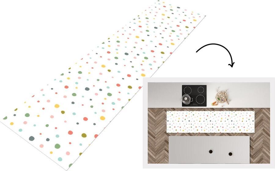 KitchenYeah Keukenloper Loper keuken Verf Patroon Stippen 200x50 cm Keukenloper vinyl