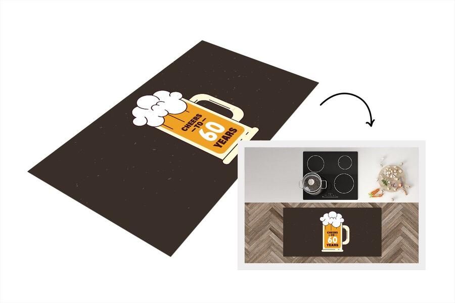 KitchenYeah Keukenloper Loper keuken Verjaardag 60 Jaar Bier 120x60 cm Keukenloper vinyl