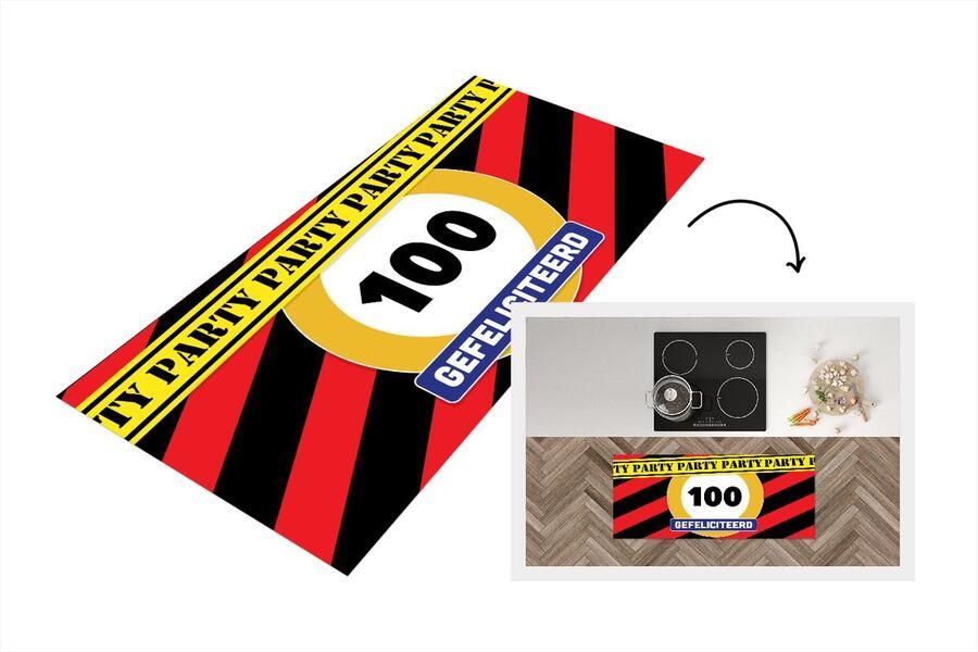 KitchenYeah Keukenloper Loper keuken Verjaardag Feest 100 Jaar 120x50 cm Keukenloper vinyl