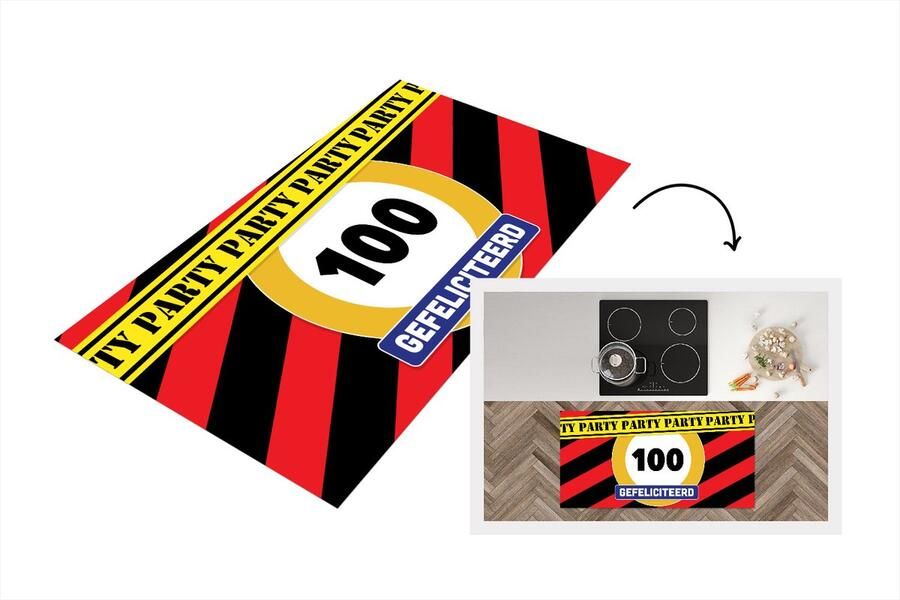 KitchenYeah Keukenloper Loper keuken Verjaardag Feest 100 Jaar 120x60 cm Keukenloper vinyl