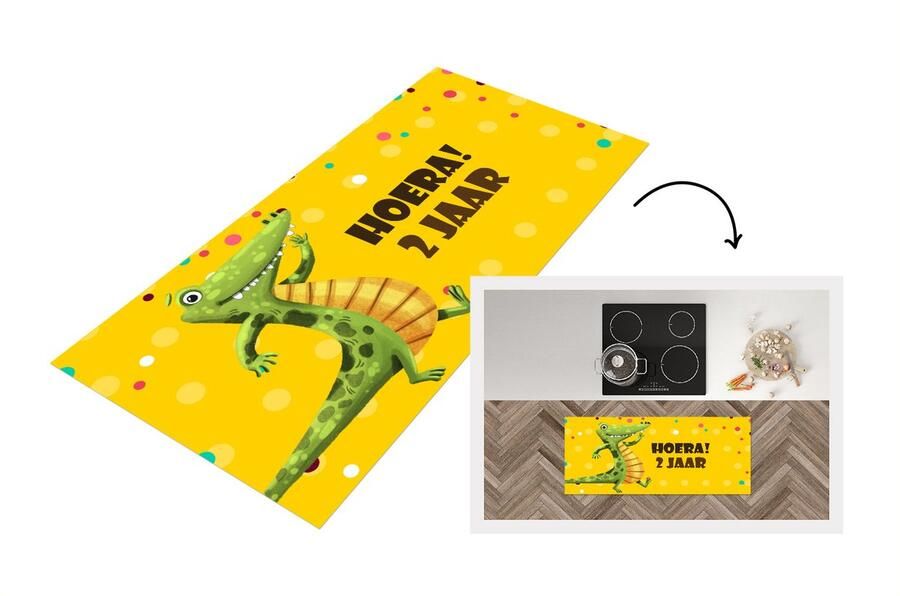 KitchenYeah Keukenloper Loper keuken Verjaardag jaar Dinosaurus 120x50 cm Keukenloper vinyl