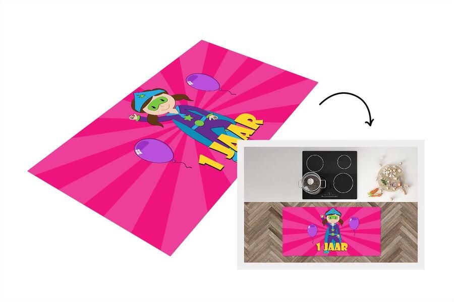 KitchenYeah Keukenloper Loper keuken Verjaardag Jaar Superheld 120x60 cm Keukenloper vinyl