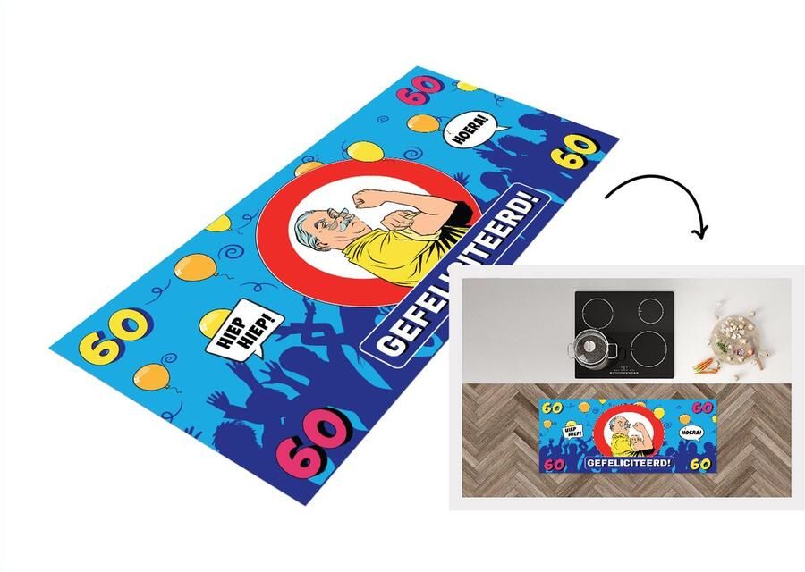 KitchenYeah Keukenloper Loper keuken Verjaardag Jubileum- 60 Jaar Man 120x50 cm Keukenloper vinyl