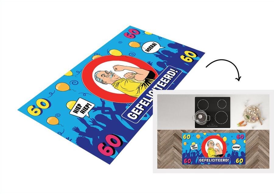 KitchenYeah Keukenloper Loper keuken Verjaardag Jubileum- 60 Jaar Man 120x60 cm Keukenloper vinyl