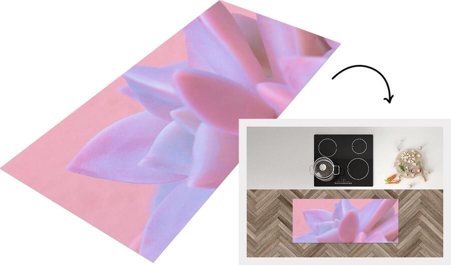 KitchenYeah Keukenloper Loper keuken Vetplant Zomer Roze Planten 120x50 cm Keukenloper vinyl
